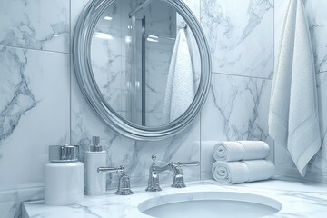 Modern Bathroom Vanity with Marble Countertop and Chrome Fixtures