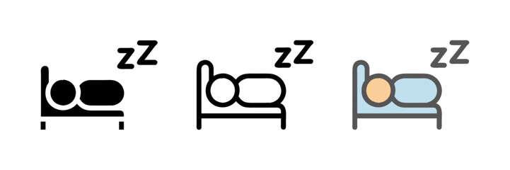 Set of sleep icons for social media, apps, and web design. Simple and clean vector illustrations, ideal for sleep-related projects, wellness apps, and user interface designs. Minimal and modern style