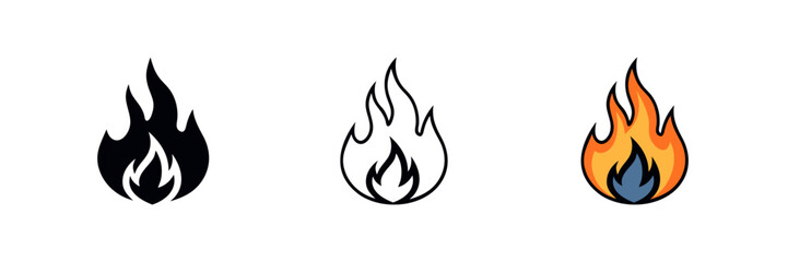 Flames icon set featuring detailed flame designs for t-shirts, banners, and logos. High-quality vector illustrations isolated on a white background, perfect for bold branding and graphics.