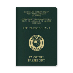 Naklejka premium Ghana Passport Cover with Gold Emblem and Text
