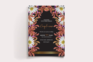 WEDDING INVITATION FRAME WITH FLOWER DECORATIONS WITH FRESH LEAVES