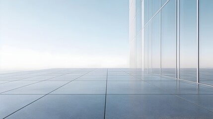 Expansive Glass Paneled Floor with Minimalist Horizon View
