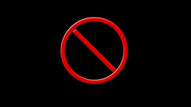 animated prohibition sign icon. animation footage video isolated on alpha channel background(transparent).