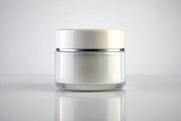 Skincare and cosmetology branding identity template for text and design. Unbranded white plastic jar for cosmetics products vertical mockup