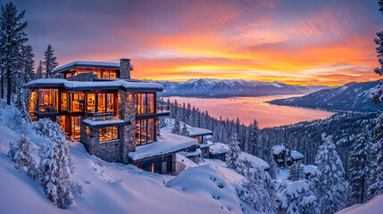 Luxury Home Aspen Lake Tahoe Jackson Hole Winter Snow Mountains
