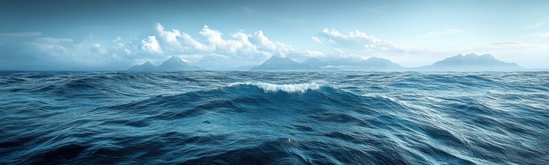 Large body of water with a mountain in the background