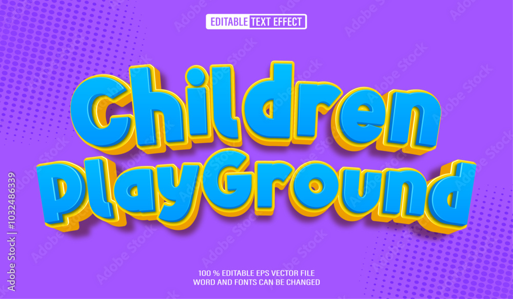 Poster editable 3d text style effect - children playground text effect template