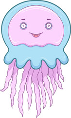 adorable jellyfish cartoon with a big smile