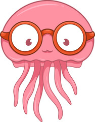 cartoon jellyfish with glasses