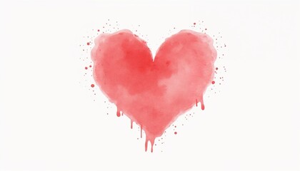 Watercolor heart illustration in soft red tones with copy space