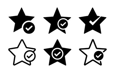 Star with checkmark icons, check mark icon, verified badge icon tick symbol vector approved check mark icon, approved icon, black tick verified check mark icons.