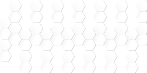 Abstract background with hexagon, modern abstract vector polygonal pattern.  Geometric futuristic technology honeycomb backdrop mesh cell vector. 3d white hexagon grid tile structure mesh background.