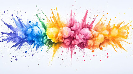 Vibrant explosion of paint powder, dynamic colors swirling in a playful display, evoking creativity and joy, ideal for artistic inspiration