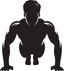 Push-up Gym exercise Silhouette illustration isolated on a white background