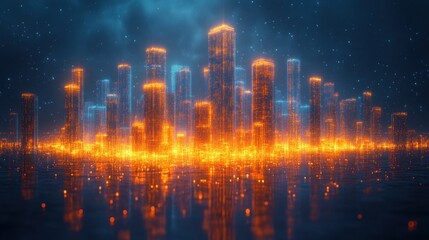 Fototapeta premium Hi-Tech Glowing Digital Twin of a Futuristic City