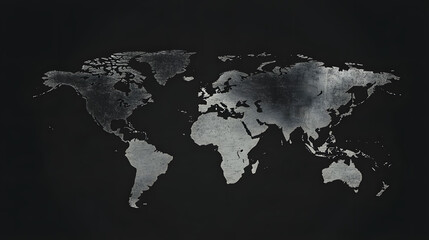 Naklejka premium World Map Illustration on Black Background, minimalist design, clear outlines, emphasis on global geography, visually striking contrast