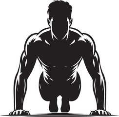Push-up Gym exercise Silhouette illustration isolated on a white background