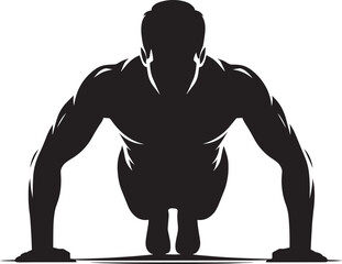 Push-up Gym exercise Silhouette illustration isolated on a white background