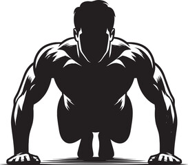 Push-up Gym exercise Silhouette illustration isolated on a white background