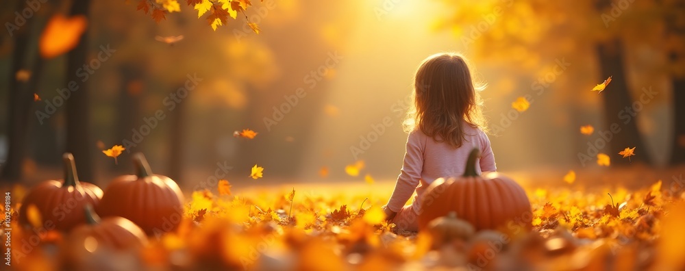 Poster girl uses generative ai to create autumn scene with pumpkins and yellowed leaves.
