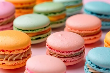 Colorful Assortment of Delicious Macarons on a Soft Background