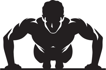 Push-up Gym exercise Silhouette illustration isolated on a white background