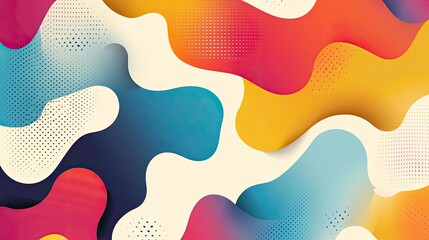 Abstract Colorful Liquid Shapes with Halftone Pattern