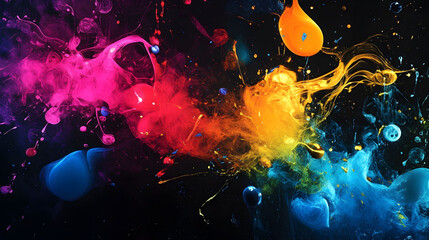 Vibrant color explosion, dynamic hues blending seamlessly, creating an energetic and engaging backdrop for various creative projects.