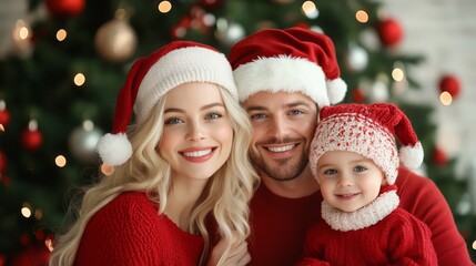 Joyful family celebrating Christmas together