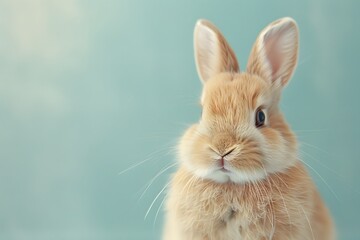 Obraz premium Adorable Close-Up of a Fluffy Bunny Against a Soft Background