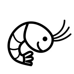 Simple black shrimp flat icon vector illustration