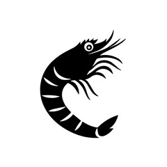 Simple black shrimp flat icon vector illustration