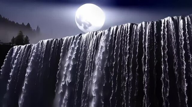 Close-up of a stunning waterfall with shimmering water droplets.
