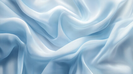Fototapeta premium Soft Blue Chiffon Fabric Drape Texture Background
