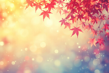 Red maple leaves in autumn sunlight