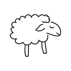 Sleeping Sheep Line Icon. Peaceful Rest and Counting Sheep Outline Symbol. Bedtime Rest and Calm Night. Relaxation Aid. Editable Stroke. Isolated Vector Illustration