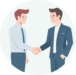 Fototapeta premium Two people shake hands as a result of agreement. Meeting of businessmen. Isolated on the background vector illustration