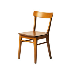 Minimalist Wooden Dining Chair with Backrest on Clear Background - Made with Generative AI