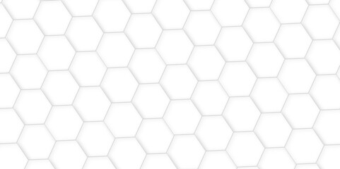 Naklejka premium 3d hexagonal structure futuristic white background and embossed hexagon abstract with hexagon background. honeycomb hexagonal background. Hexagon shape, white, shiny black. hexagon pattern shape.