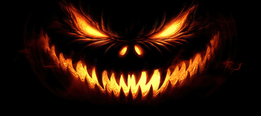 Fototapeta premium Spooky Jack-o'-lantern with Candlelight
