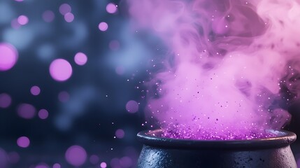 Enchanting Cauldron of Magic - Bubbling Potion with Glowing Embers and Mystical Artifacts in a Swirling Mist of Vibrant Energy