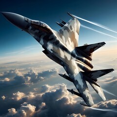 Fighter jet plane on the sky