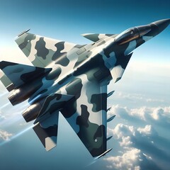 Fighter jet plane on the sky