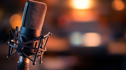 A close-up of a microphone showcasing its design and purpose for audio recording.