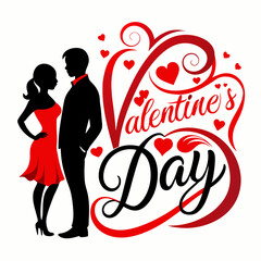 Valentine Day A Silhuotte Vector