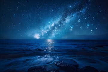 Fototapeta premium Enchanting Night Sky Over Serene Ocean Waves