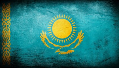古いビンテージのカザフスタンの国旗(Old grunge vintage Kazakhstan flag.)
