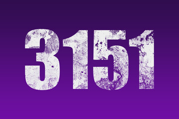 flat white grunge number of 3151 on purple background.