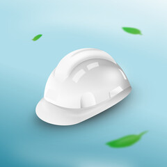 safety white helmet with Green earth day Theme