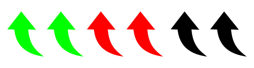 Percent arrow icon. Growth, increase, decrease arrow filled icons. Up arrows, down arrows. Vector